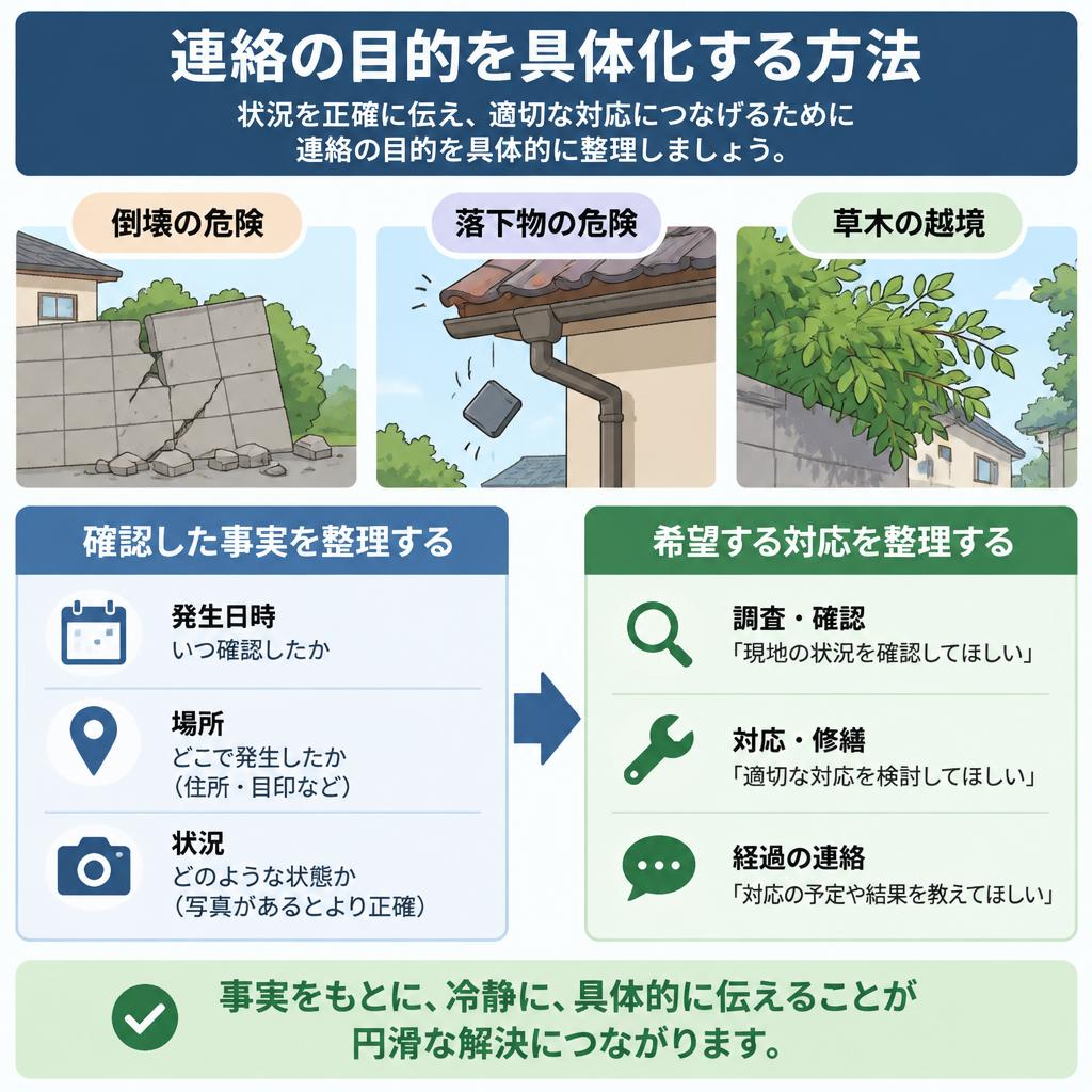 所有者と連絡を取りたい理由を整理し、伝える内容を明確に